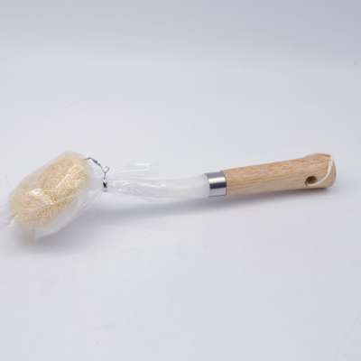 Natural beech wooden handle wash pot brush,long handle kinchen pot dish cleaning brush