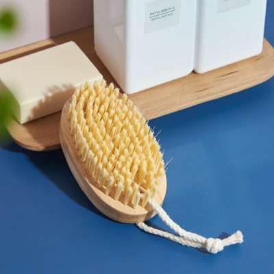 Hot selling custom foldable paddle round bamboo handle boar bristle beard cleaning brush