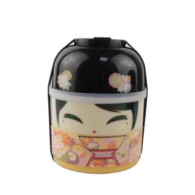 Double Layer Cartoon Doll Japanese Lunch box Food Container Creative Couple Kids Bento Box