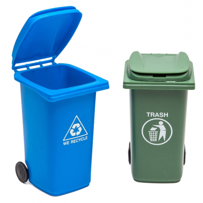 Big Mouth Inc. Mini Curbside Trash and Recycle Can Set  Includes Two 5-inch Tall Desktop Organizers