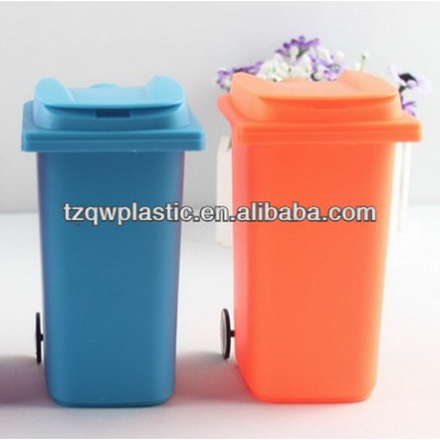 Custom logo Plastic Mini Desk Wheelie Bin,Pen Holder,desk tidy