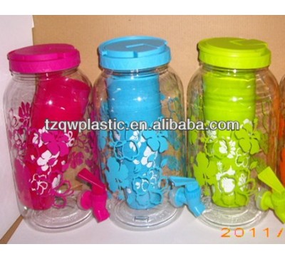 Colorful 3.8L Plastic Drink Dispensers with 4cups