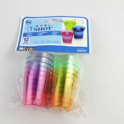 1OZ Disposable Plastic mini tasting wine shot glass-transparents